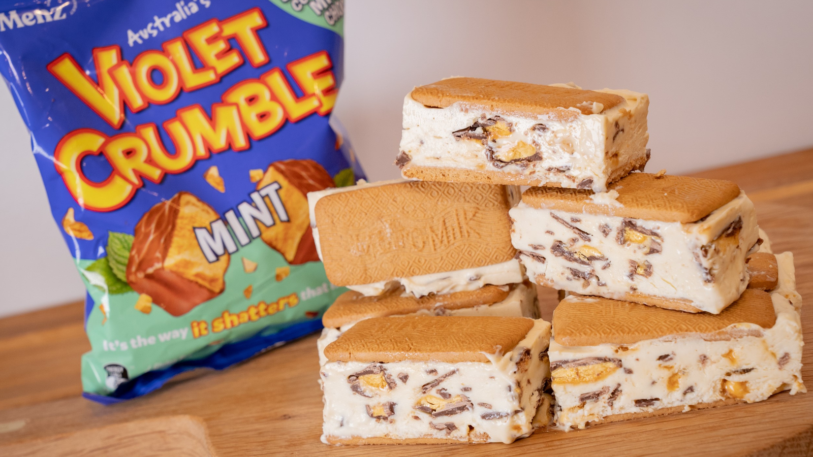 EASY Violet Crumble Mint Ice Cream Bars