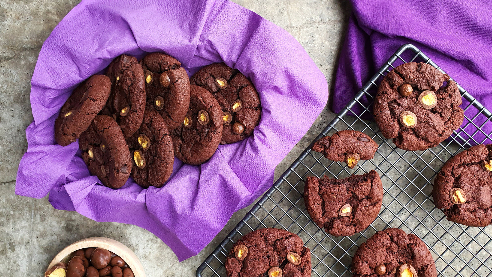 Violet Crumble Nuggets Double Choc Biscuits