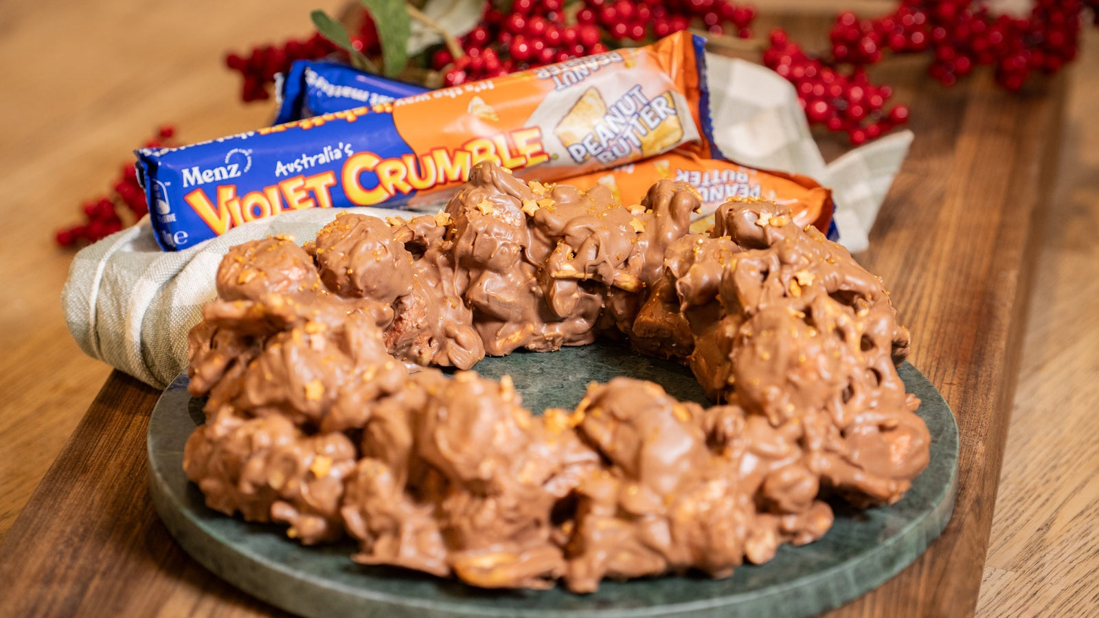 Violet Crumble Peanut Butter Christmas Wreath