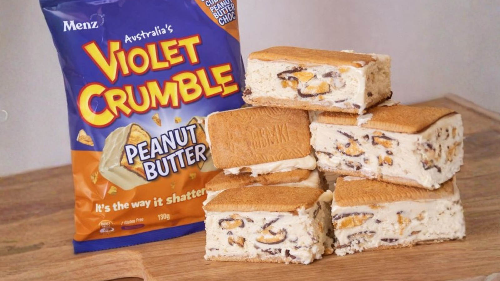 Violet Crumble Peanut Butter Ice Cream Bars
